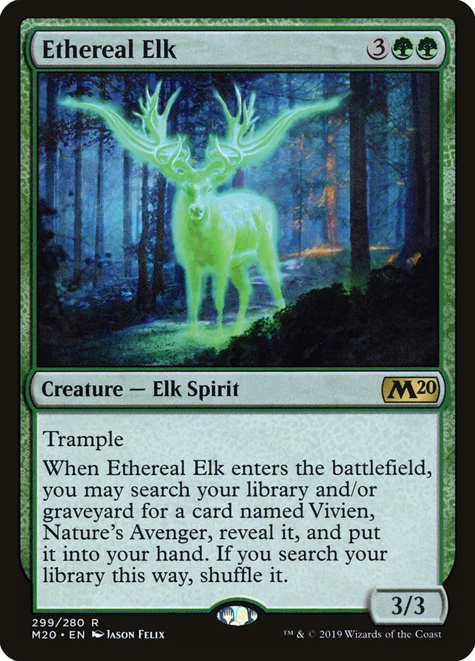 2019 Core Set 2020 Ethereal Elk #299 rare card image