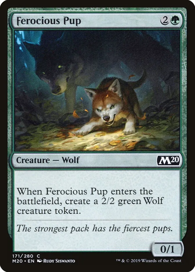 2019 Core Set 2020 Ferocious Pup [Foil] common #171 common card image