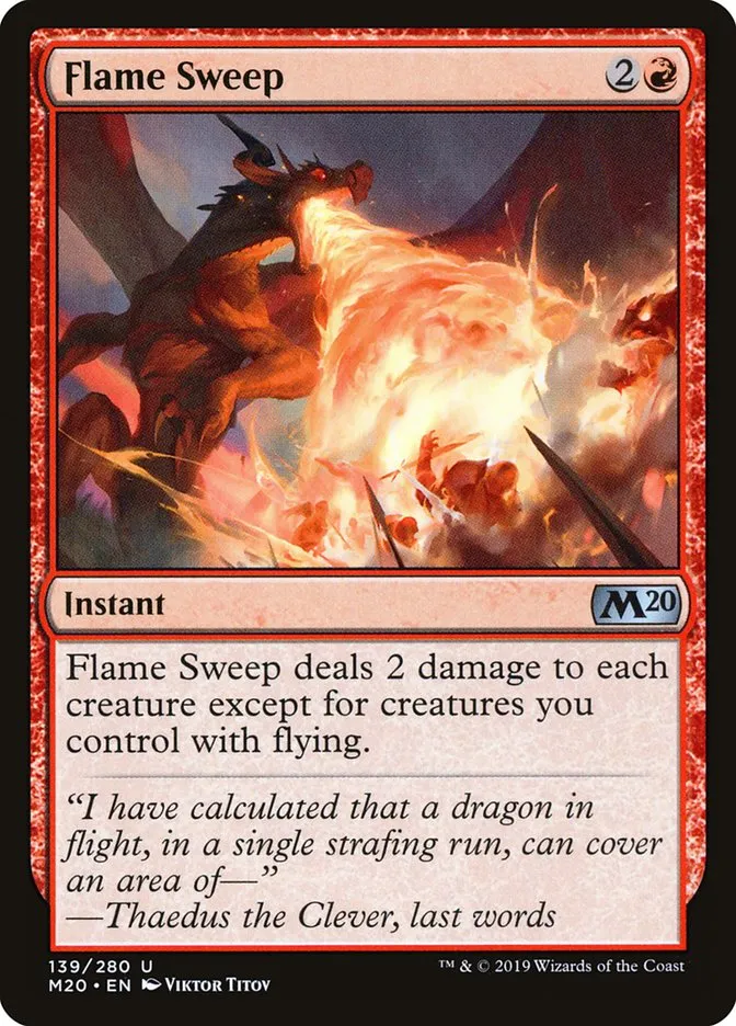 2019 Core Set 2020 Flame Sweep [Foil] uncommon #139 uncommon card image