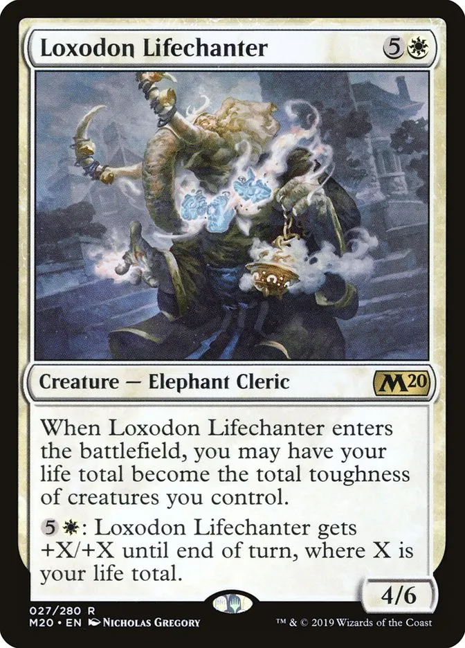 2019 Core Set 2020 Loxodon Lifechanter [Foil] rare #27 rare card image