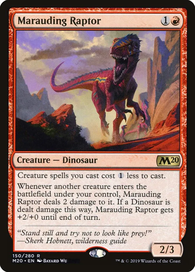 2019 Core Set 2020 Marauding Raptor rare #150 rare card image