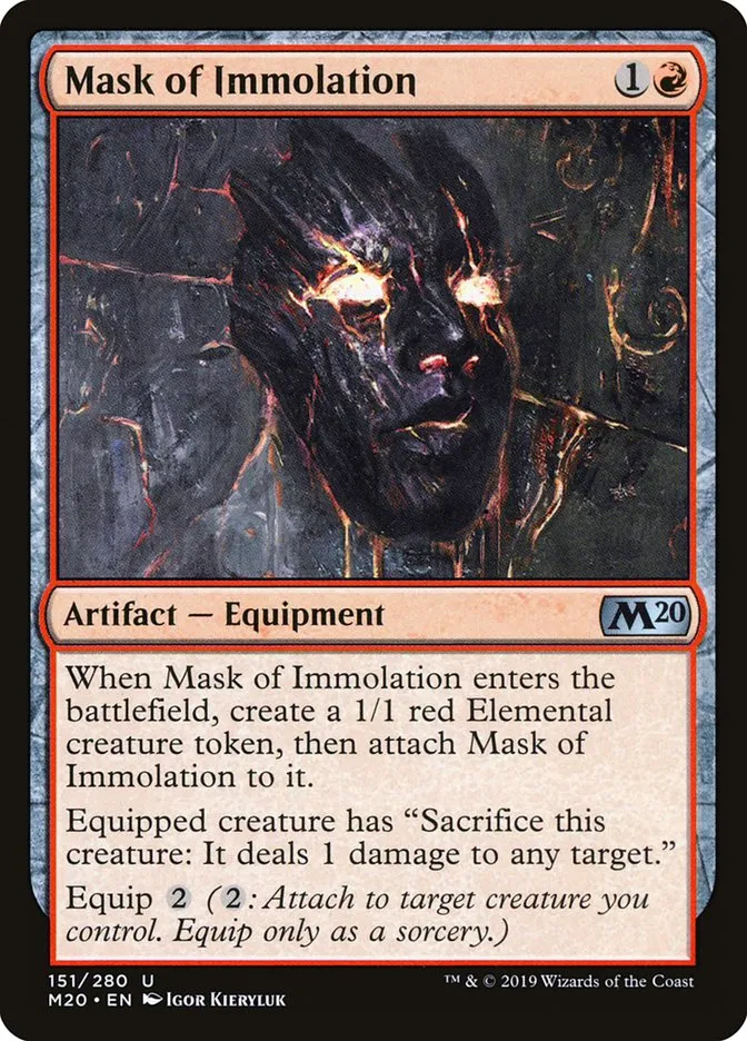 2019 Core Set 2020 Mask of Immolation #151 uncommon card image