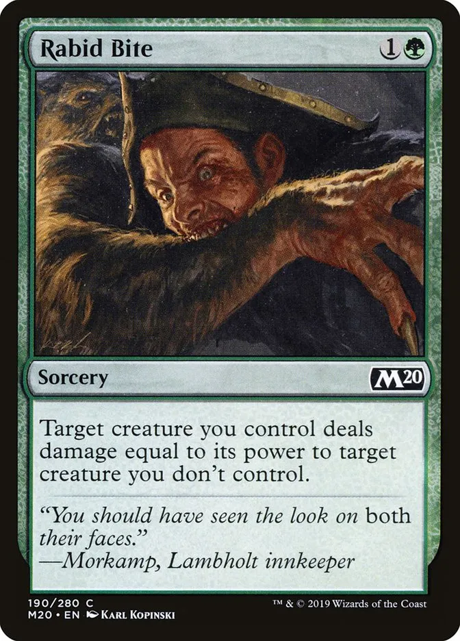 2019 Core Set 2020 Rabid Bite [Foil] common #190 common card image