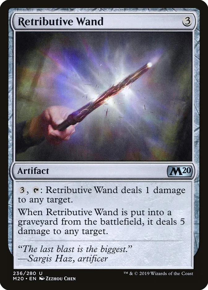 2019 Core Set 2020 Retributive Wand [Foil] uncommon #236 uncommon card image