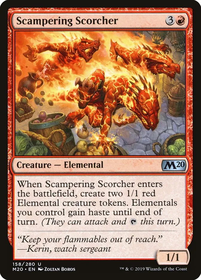 2019 Core Set 2020 Scampering Scorcher #158 uncommon card image