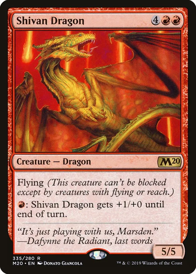 2019 Core Set 2020 Shivan Dragon rare #335 rare card image
