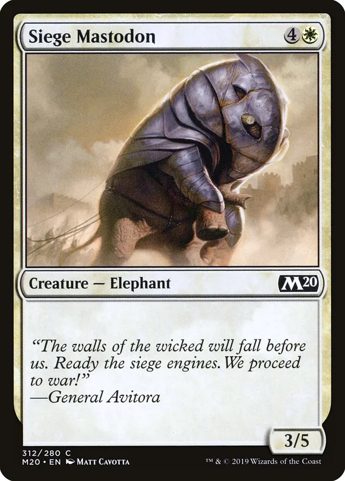 2019 Core Set 2020 Siege Mastodon common #312 common card image