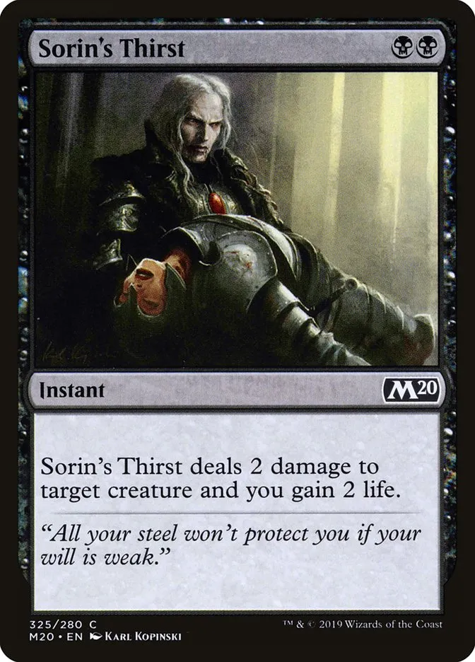 2019 Core Set 2020 Sorin's Thirst common #325 common card image