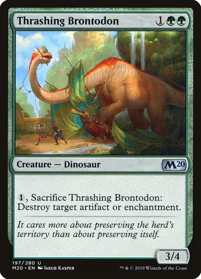 2019 Core Set 2020 Thrashing Brontodon [Promo Foil] uncommon #197 uncommon card image