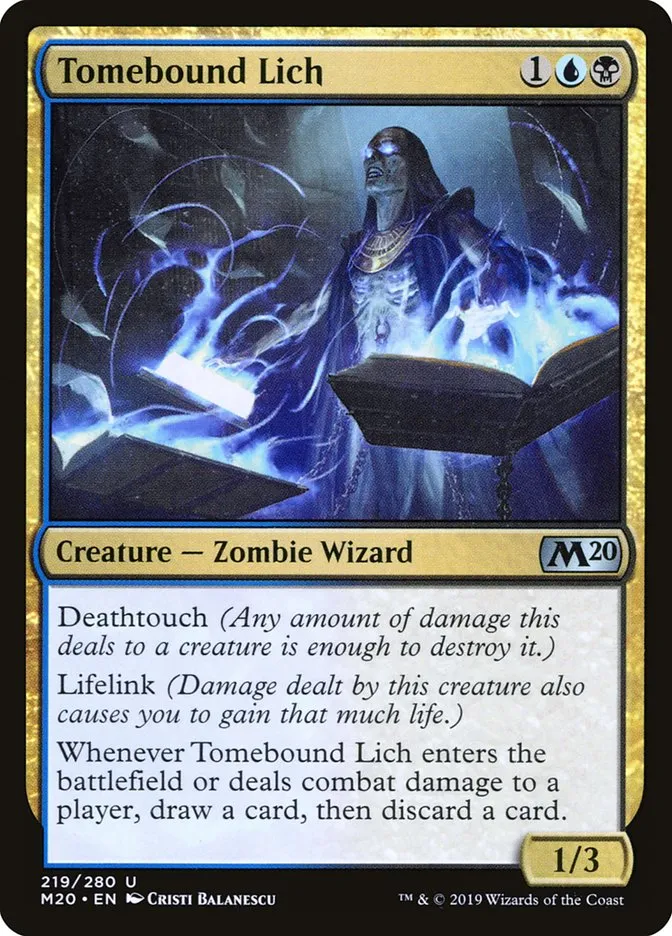 2019 Core Set 2020 Tomebound Lich uncommon #219 uncommon card image