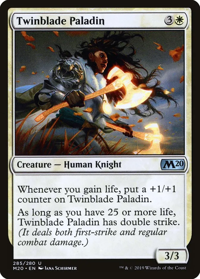 2019 Core Set 2020 Twinblade Paladin #285 uncommon card image
