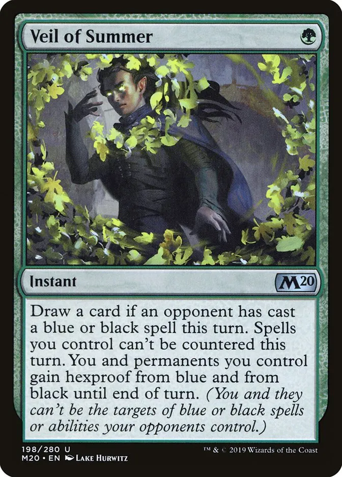 2019 Core Set 2020 Veil of Summer [Foil] uncommon #198 uncommon card image