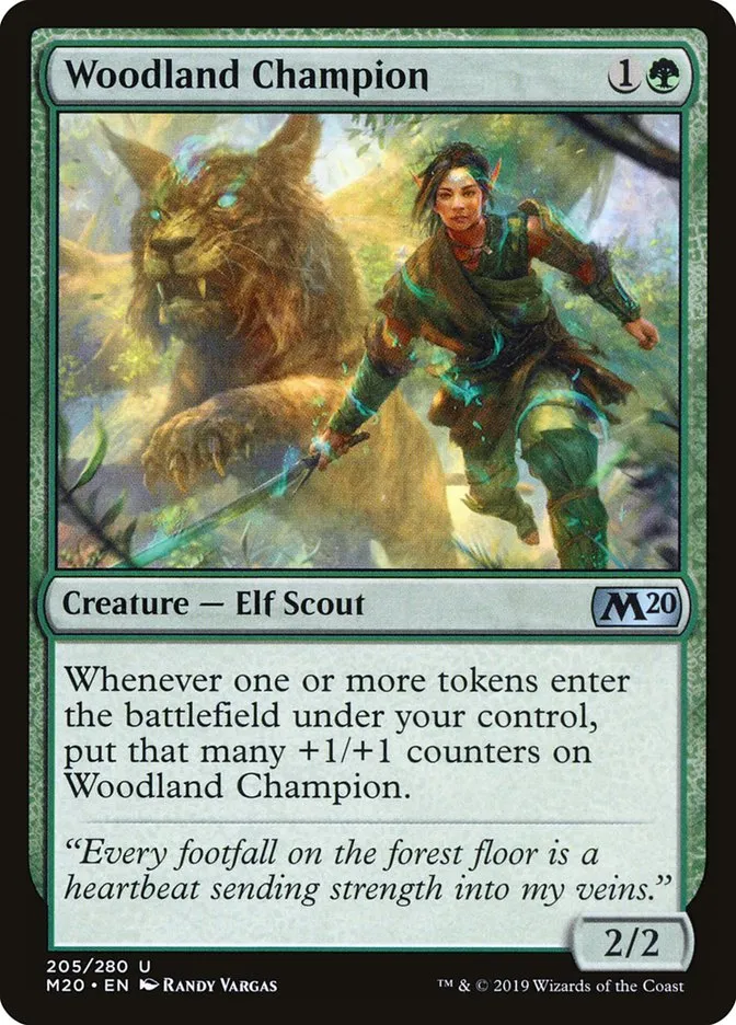 2019 Core Set 2020 Woodland Champion #205 uncommon card image