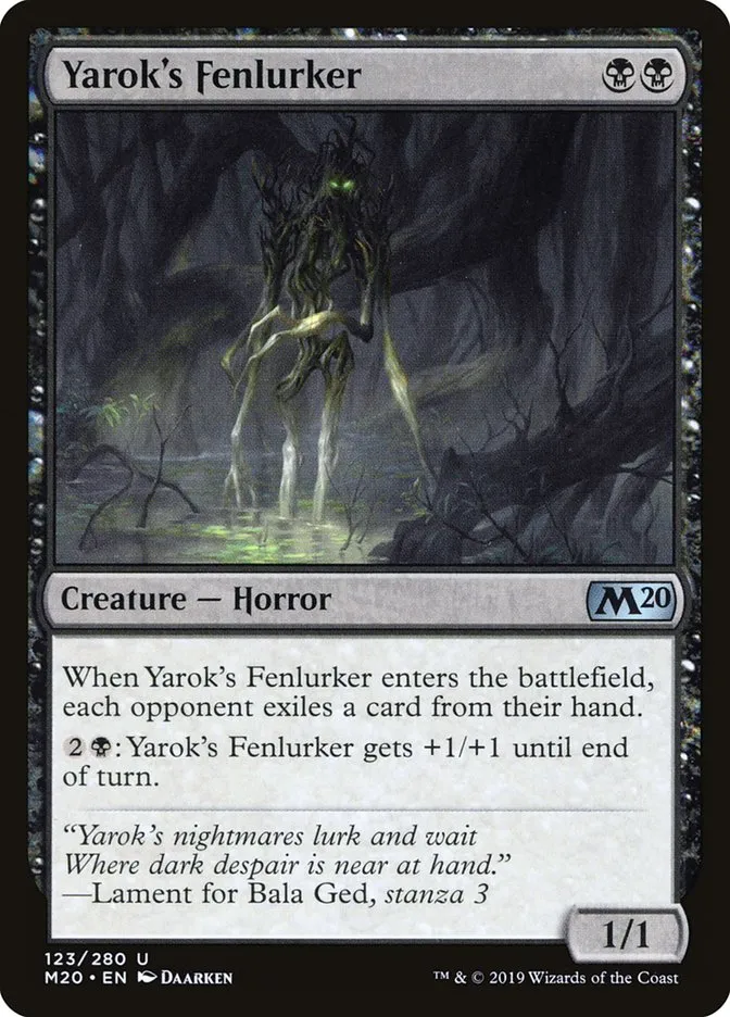 2019 Core Set 2020 Yarok's Fenlurker #123 uncommon card image