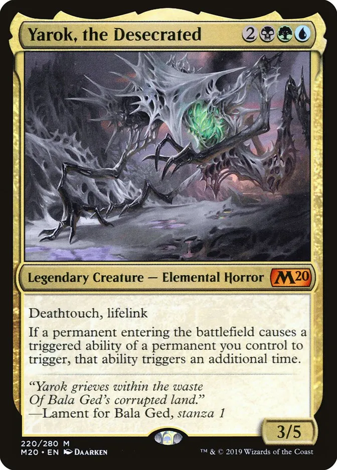 2019 Core Set 2020 Yarok, the Desecrated #220 mythic card image