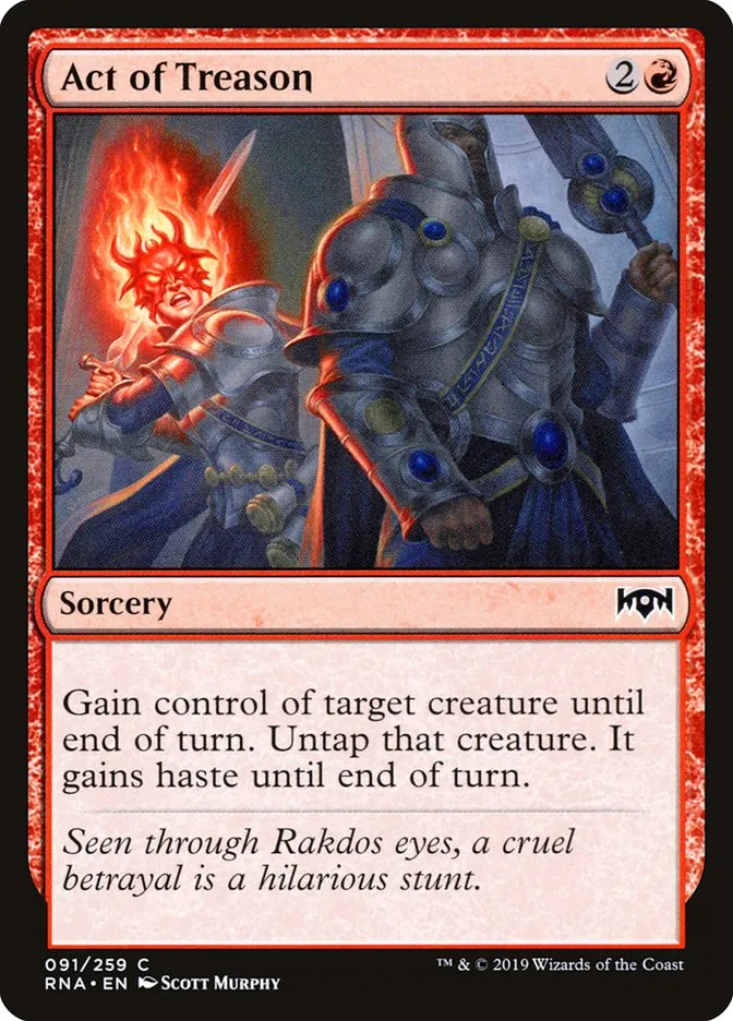 2019 Ravnica Allegiance Act of Treason #91 common card image