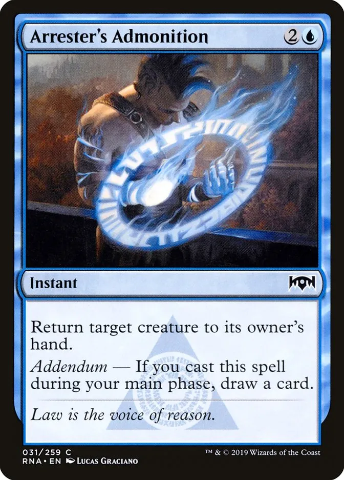 2019 Ravnica Allegiance Arrester's Admonition common #31 common card image