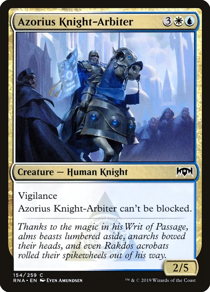 2019 Ravnica Allegiance Azorius Knight-Arbiter #154 common card image