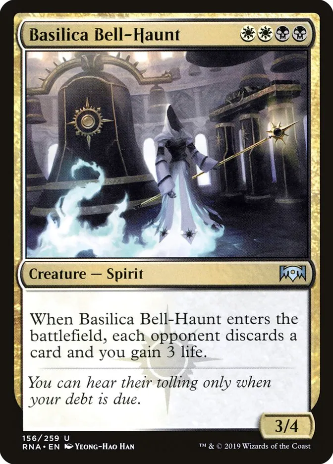 2019 Ravnica Allegiance Basilica Bell-Haunt #156 uncommon card image