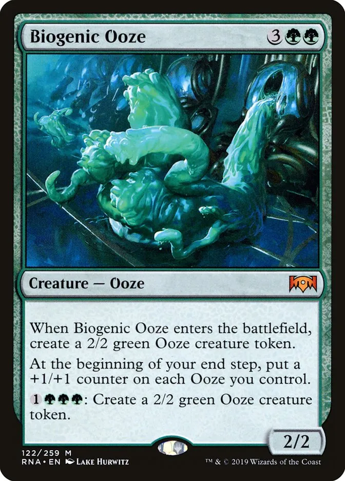 2019 Ravnica Allegiance Biogenic Ooze #122 mythic card image