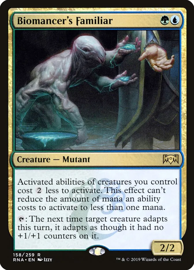 2019 Ravnica Allegiance Biomancer's Familiar #158 rare card image
