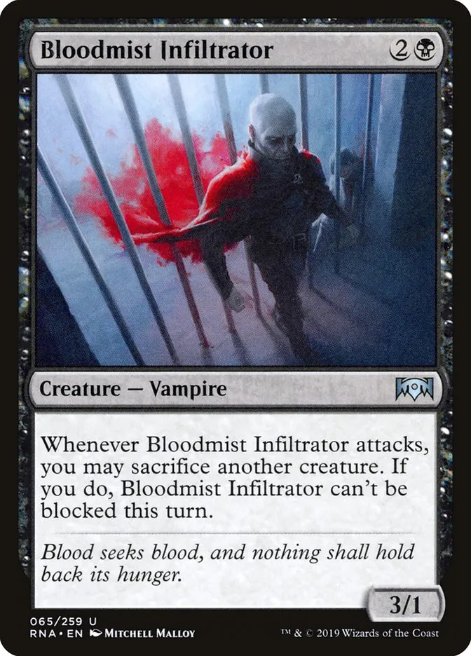 2019 Ravnica Allegiance Bloodmist Infiltrator #65 uncommon card image