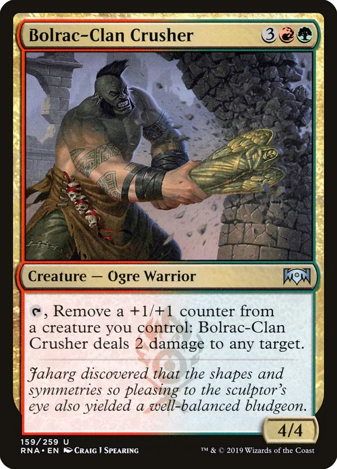 2019 Ravnica Allegiance Bolrac-Clan Crusher #159 uncommon card image