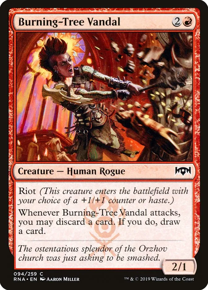 2019 Ravnica Allegiance Burning-Tree Vandal #94 common card image