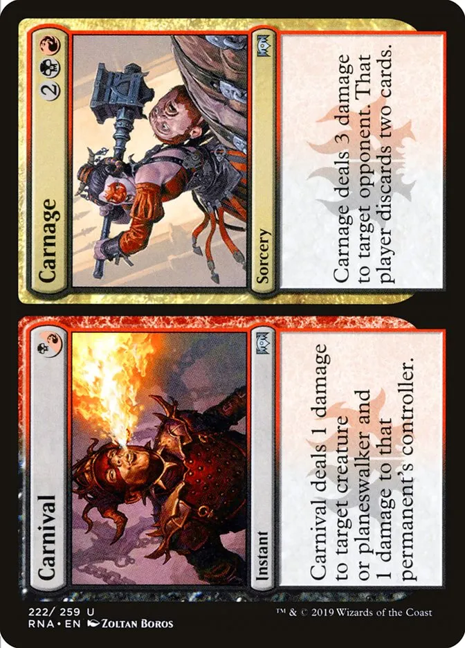 2019 Ravnica Allegiance Carnival // Carnage #222 uncommon card image