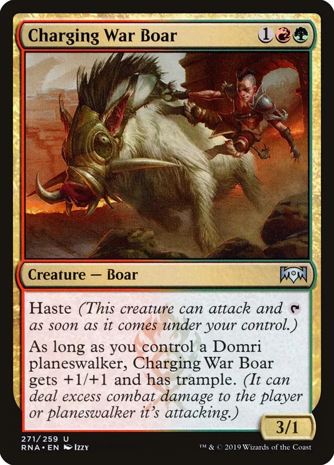 2019 Ravnica Allegiance Charging War Boar #271 uncommon card image