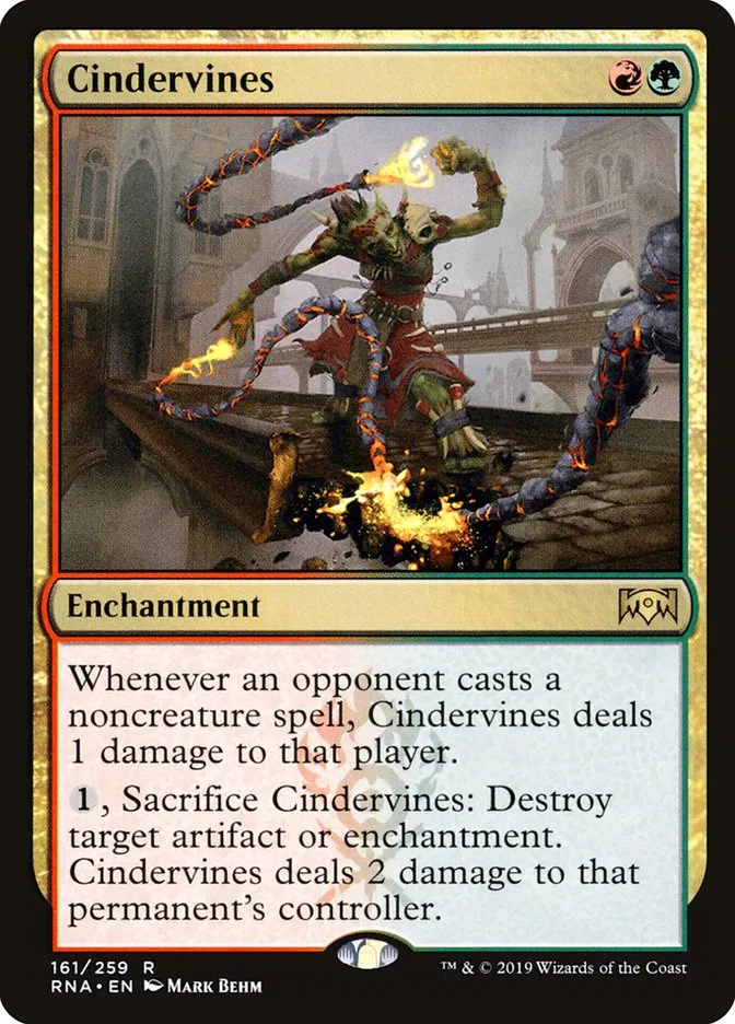 2019 Ravnica Allegiance Cindervines #161 rare card image