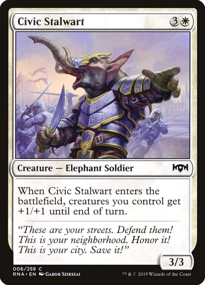 2019 Ravnica Allegiance Civic Stalwart common #6 common card image