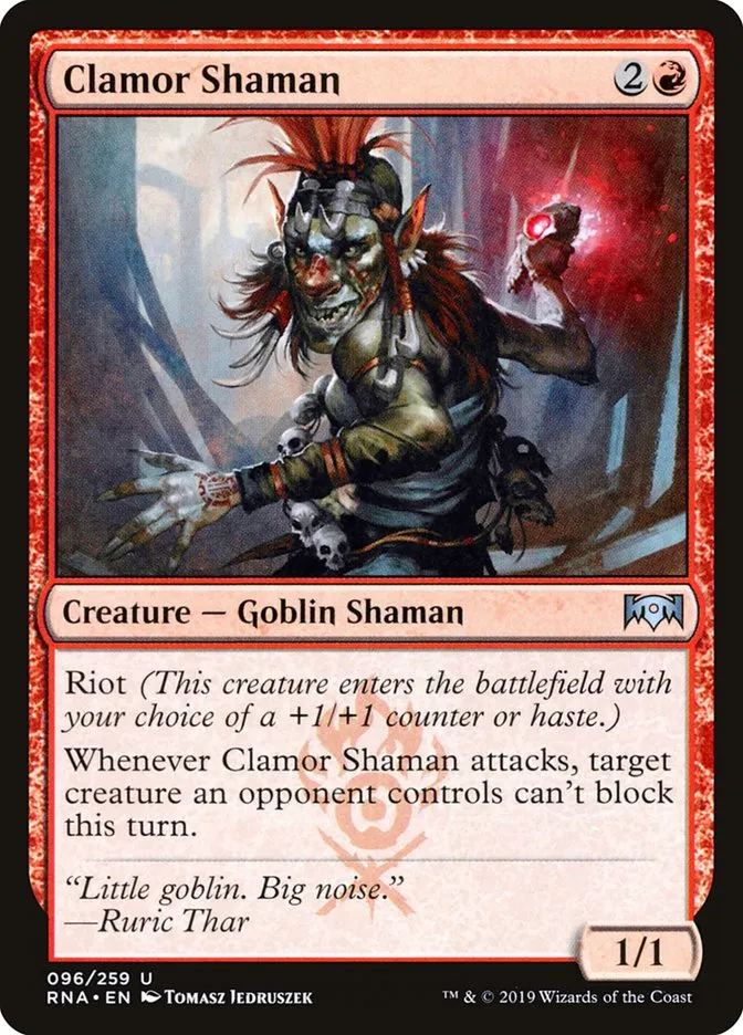 2019 Ravnica Allegiance Clamor Shaman #96 uncommon card image