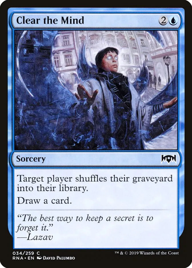 2019 Ravnica Allegiance Clear the Mind common #34 common card image