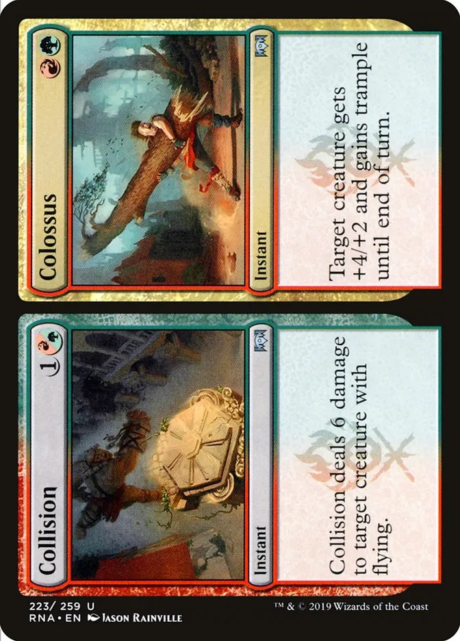 2019 Ravnica Allegiance Collision // Colossus #223 uncommon card image