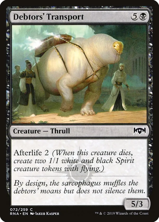 2019 Ravnica Allegiance Debtors' Transport #72 common card image