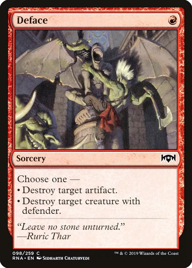 2019 Ravnica Allegiance Deface #98 common card image