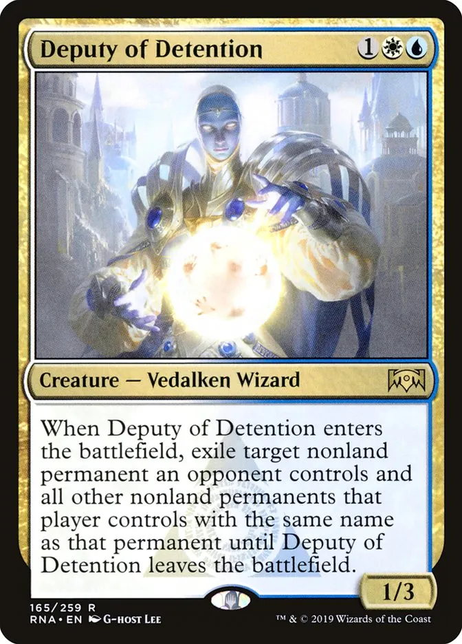 2019 Ravnica Allegiance Deputy of Detention #165 rare card image