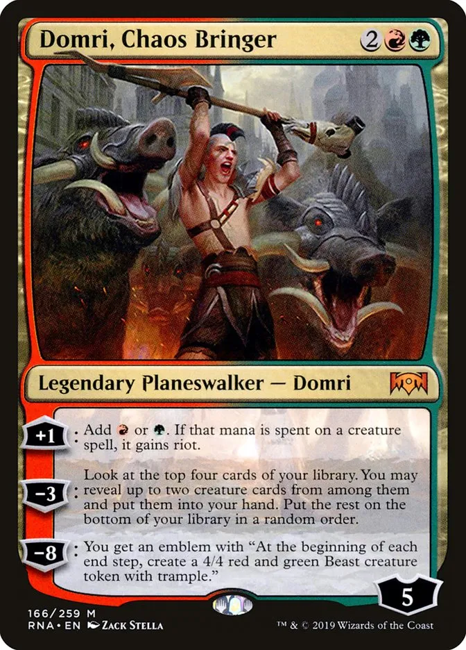 2019 Ravnica Allegiance Domri, Chaos Bringer #166 mythic card image