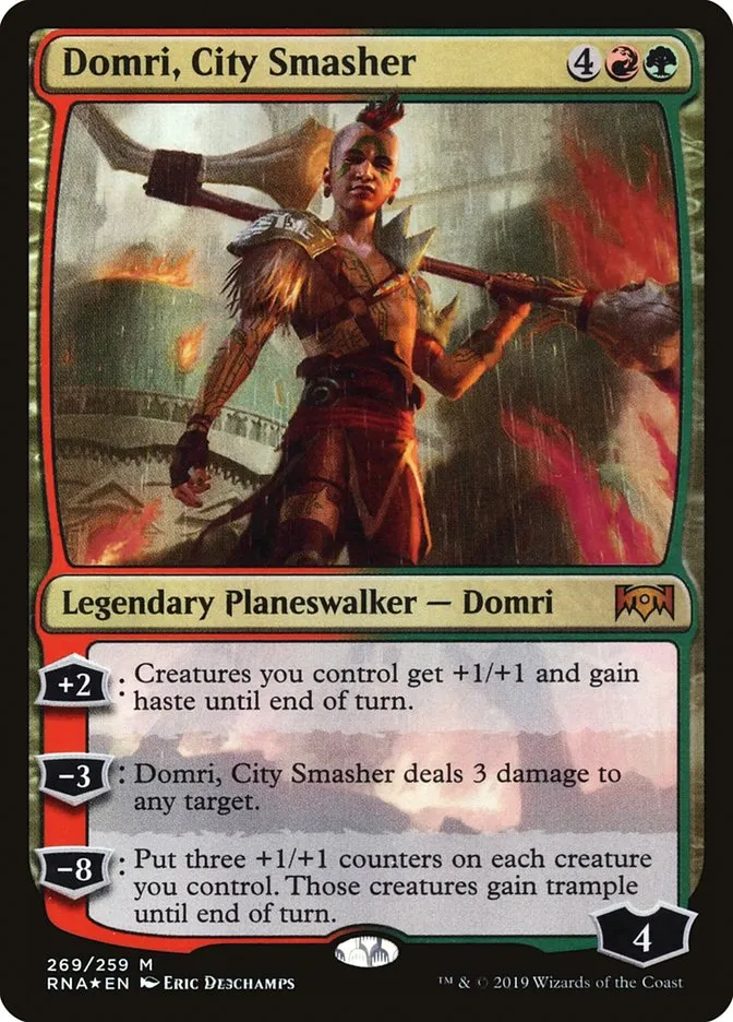 2019 Ravnica Allegiance Domri, City Smasher #269 mythic card image