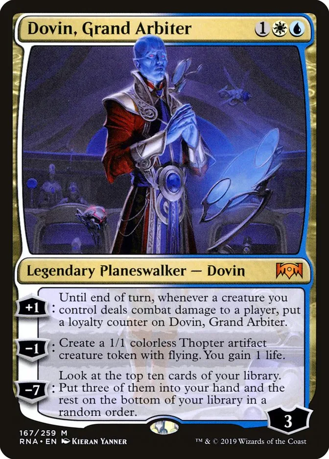 2019 Ravnica Allegiance Dovin, Grand Arbiter #167 mythic card image