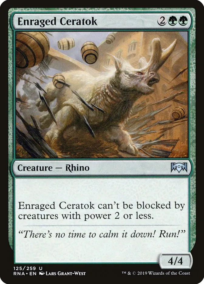 2019 Ravnica Allegiance Enraged Ceratok #125 uncommon card image