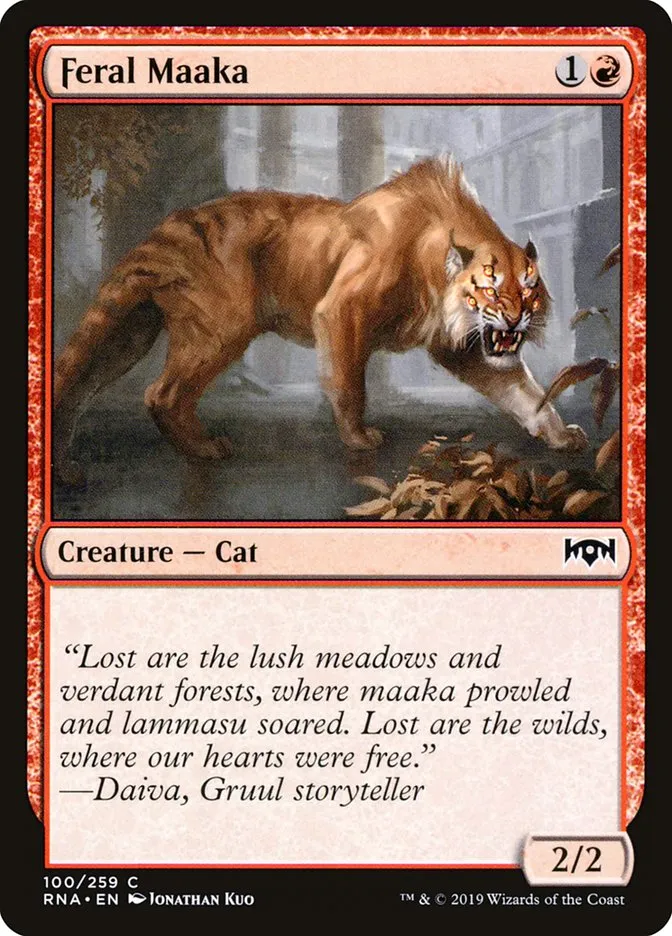 2019 Ravnica Allegiance Feral Maaka [Foil] common #100 common card image