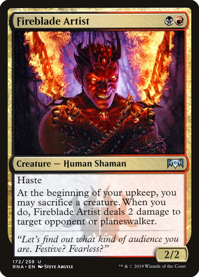 2019 Ravnica Allegiance Fireblade Artist #172 uncommon card image