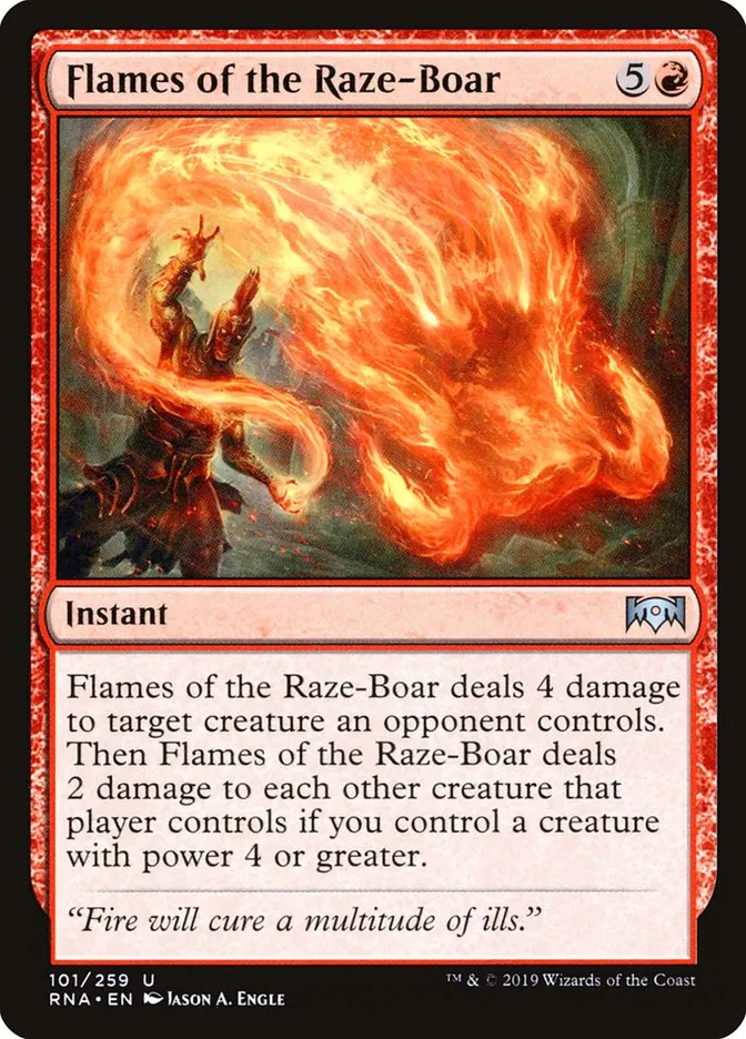 2019 Ravnica Allegiance Flames of the Raze-Boar [Foil] uncommon #101 uncommon card image