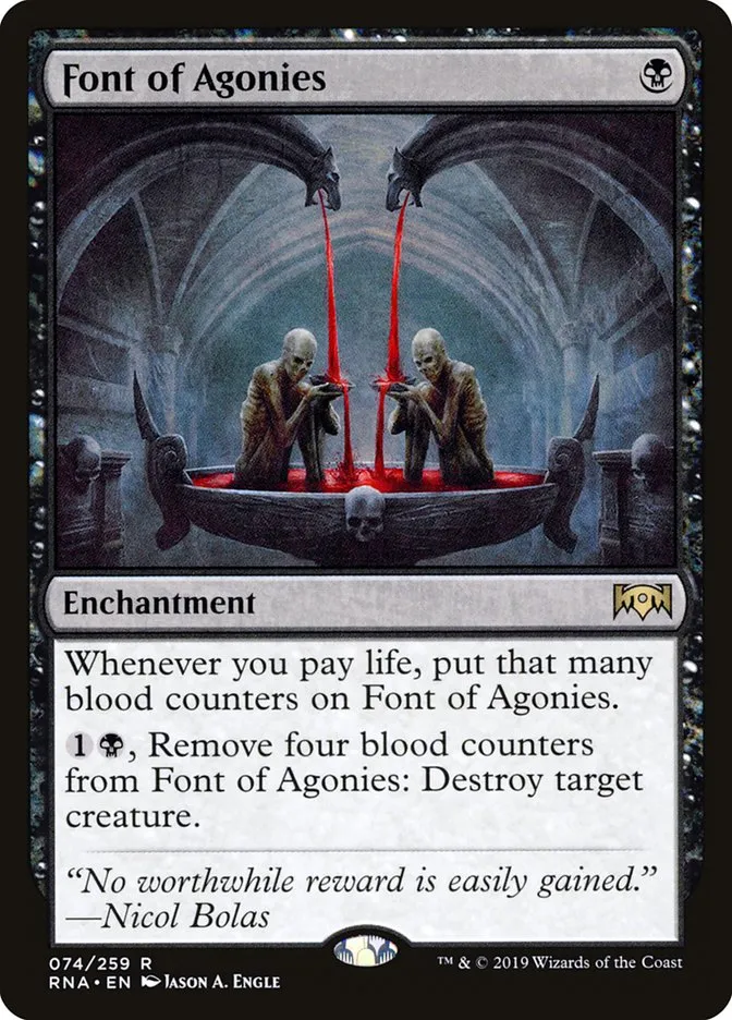 2019 Ravnica Allegiance Font of Agonies #74 rare card image