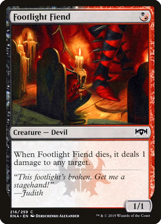 2019 Ravnica Allegiance Footlight Fiend #216 common card image