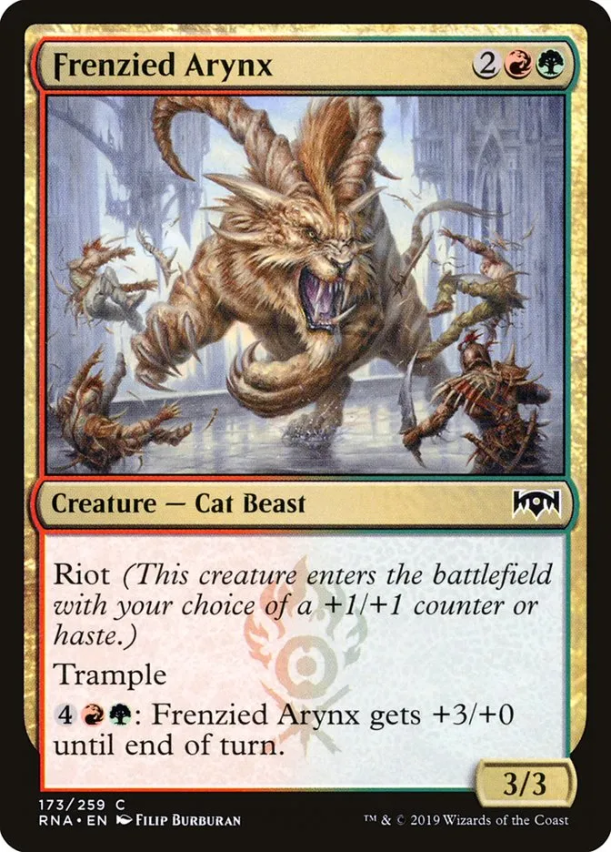 2019 Ravnica Allegiance Frenzied Arynx #173 common card image