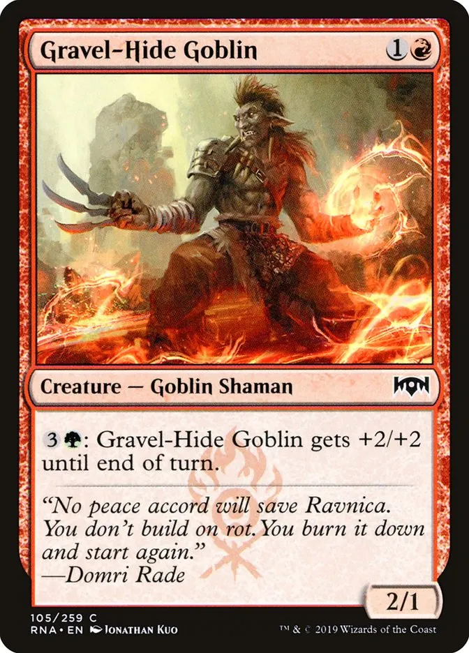 2019 Ravnica Allegiance Gravel-Hide Goblin #105 common card image