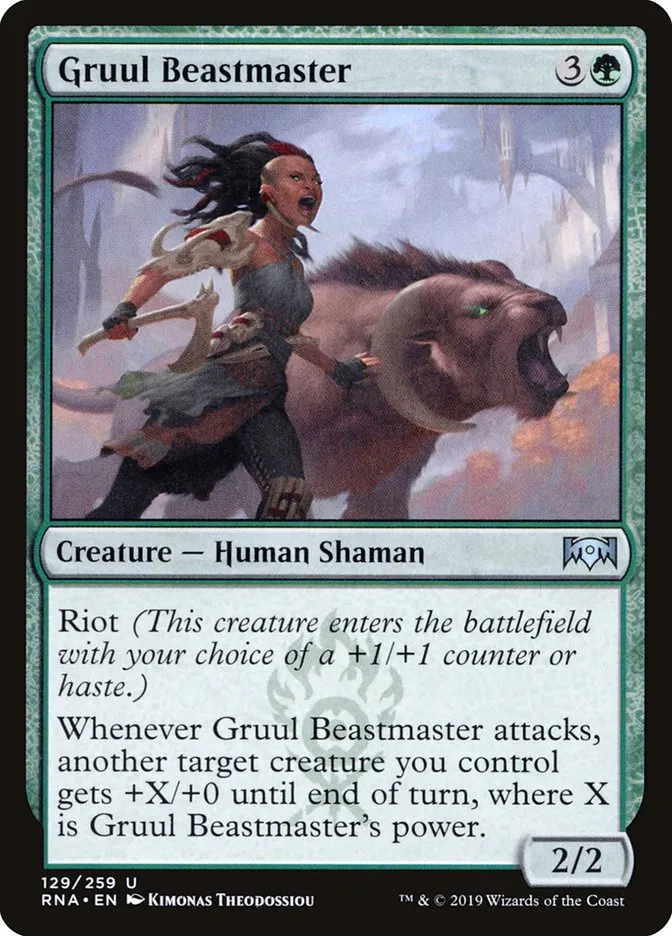 2019 Ravnica Allegiance Gruul Beastmaster #129 uncommon card image